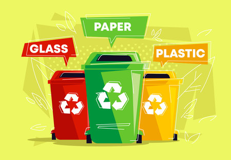 Vector illustration of waste sorting and recycling. Recycling concept.のイラスト素材
