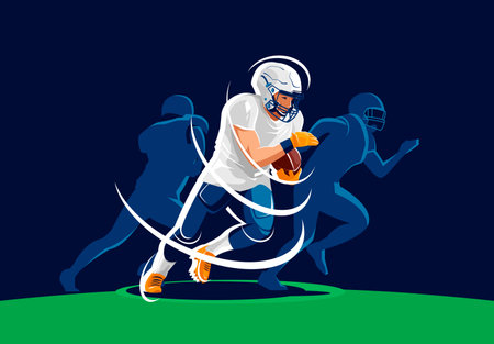 american football player with helmet and ball in action vector illustration designのイラスト素材