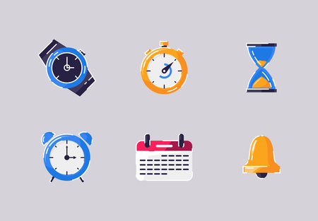 Set of time management icons. Vector illustration in flat design style.のイラスト素材