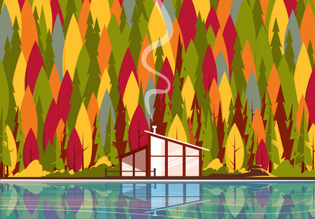Ecology design over landscape background, vector illustration. vector illustration.のイラスト素材