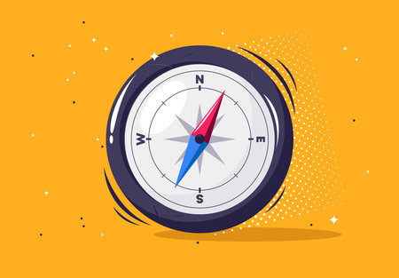 compass guide icon over yellow background. colorful design. vector illustrationのイラスト素材