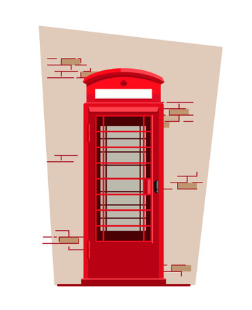 Vector illustration of a red telephone box. flat style. isolated on white background.のイラスト素材