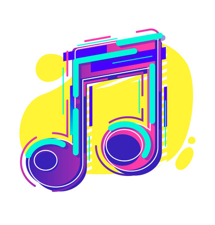 music note icon. Multicolored musical symbol. vector illustration.のイラスト素材
