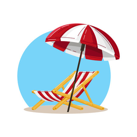 beach chair with umbrella icon over white background. colorful design. vector illustrationのイラスト素材
