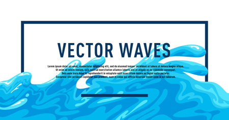 Blue water wave background. Vector illustration for banner, poster or flyerのイラスト素材
