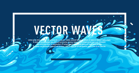 Water Wave Banner Vector Illustration. Blue Water Wave Poster. water wave background.のイラスト素材