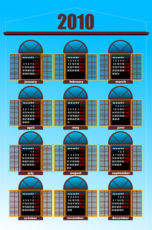 International Calendar 2010. Months. Vector illustrationのイラスト素材