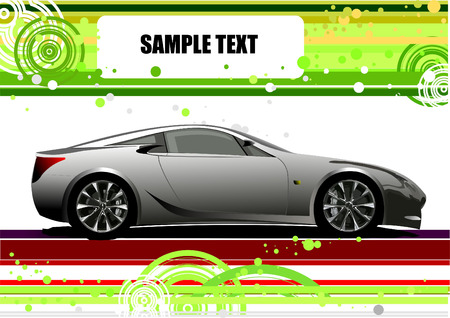 Green and Yellow doted  background with car image. Vectorのイラスト素材