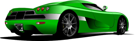 Green sport  car on the road. Vector illustrationのイラスト素材