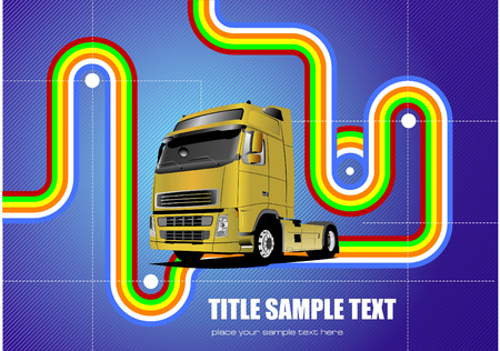 Cover for brochure or template with junction and truck images. Vector illustrationのイラスト素材