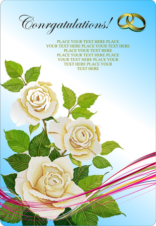 Greeting Wedding card with roses bunch. Vector illustrationのイラスト素材