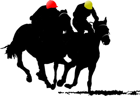 Two horse silhouettes. Vector illustrationのイラスト素材
