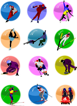 Winter sport silhouette icons. Vector illustrationのイラスト素材