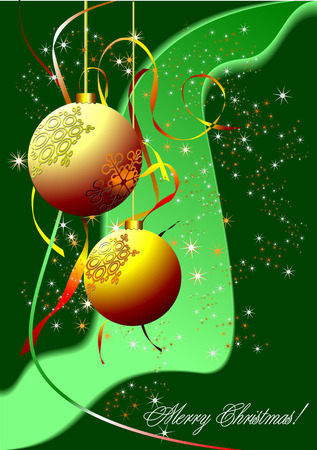 Christmas - New Year shine card with golden balls のイラスト素材