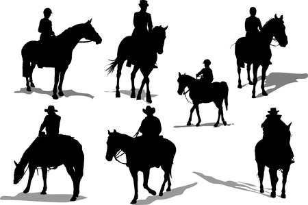 Horse riders silhouettes. Vector illustrationのイラスト素材