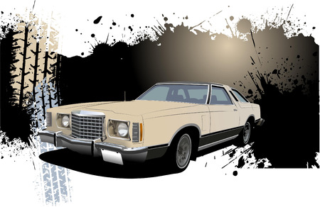 Grunge Banner with rarity car image. Vector illustrationのイラスト素材