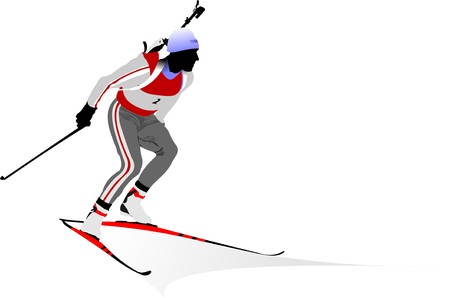 Biathlon runner colored silhouetteのイラスト素材