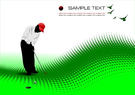 Golfer hitting ball with iron clubのイラスト素材