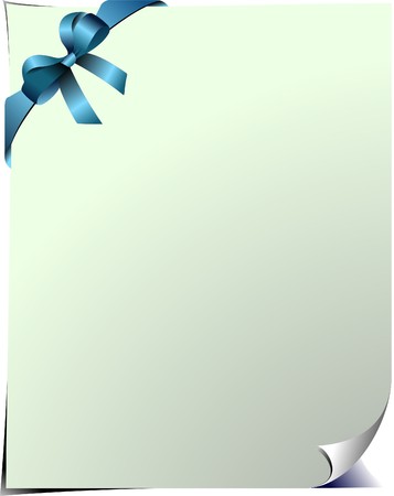 Blank page with blue bow. Vector illustrationのイラスト素材