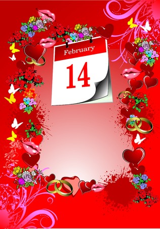 Valentine`s Day  Greeting Card. Vector illustration. Coverのイラスト素材