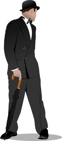 Gentleman  with umbrella.  illustrationのイラスト素材