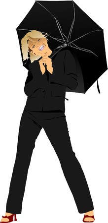 Business woman with umbrella.   illustrationのイラスト素材