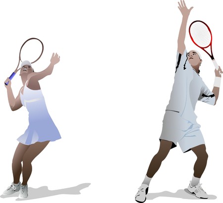 Man and woman Tennis players. Colored illustration for designersのイラスト素材