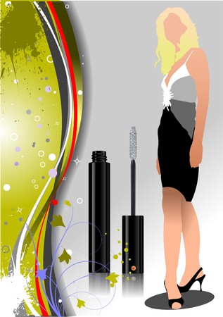 Young Woman silhouette with mascara image.   illustrationのイラスト素材