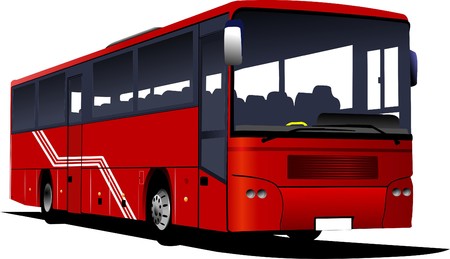Red city bus. Tourist coach.   illustrationのイラスト素材