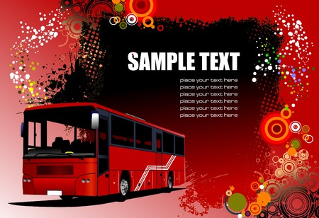 Grunge abstract hi-tech background with red bus image.   illustrationのイラスト素材