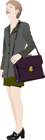 Cute lady in business suit. Vector colored illustrationのイラスト素材
