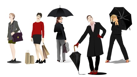 Five Business women. Vector illustrationのイラスト素材