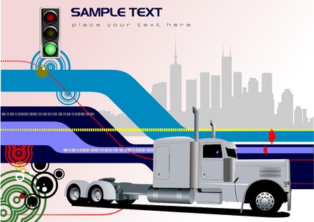 Abstract hi-tech background with lorry image. Vectorのイラスト素材