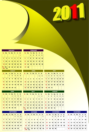 2011 calendar with American holidaysのイラスト素材