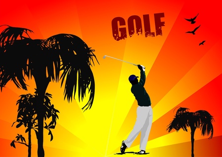 Poster with Golf players.のイラスト素材