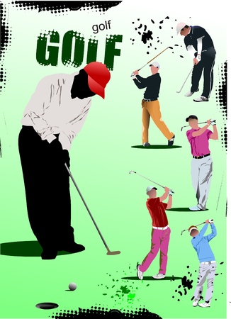 Poster with Golf players. のイラスト素材