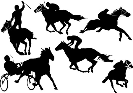 Horse  racing silhouettesのイラスト素材