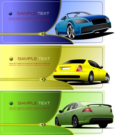 Three banners with Zipper open carのイラスト素材