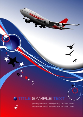 Aircraft poster with passenger airplaneのイラスト素材