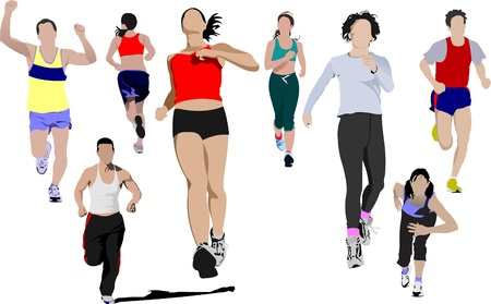 The running people. Vector illustrationのイラスト素材