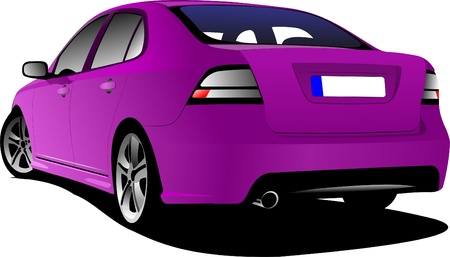 Purple colored car sedan on the road. Vector illustrationのイラスト素材