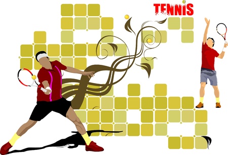 Tennis player poster. Colored Vector illustration for designersのイラスト素材