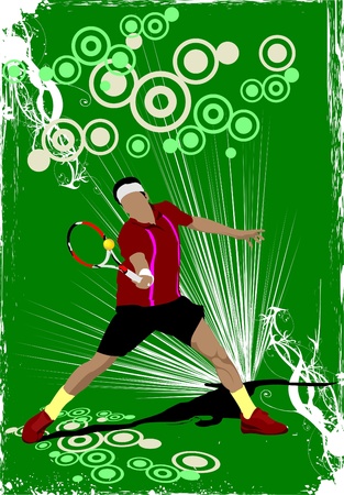 Tennis player poster. Colored Vector illustration for designersのイラスト素材
