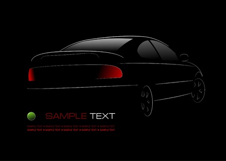 White silhouette of car sedan on black background. Vector illustrationのイラスト素材