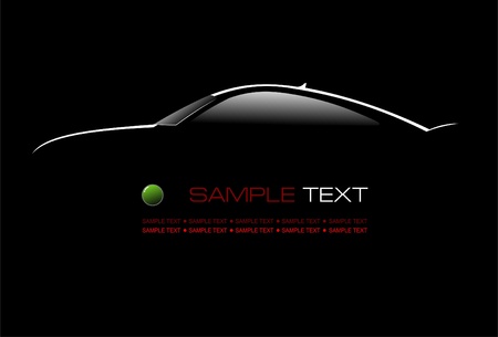 White silhouette of car sedan on black background. Vector illustrationのイラスト素材