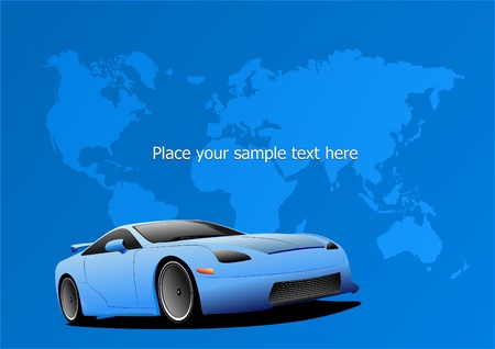 Blue cover for brochure with Earth, car images. のイラスト素材