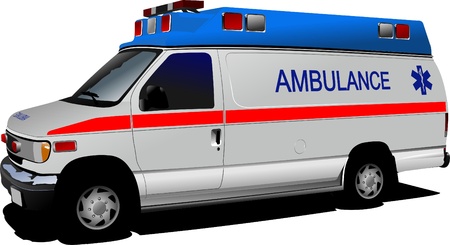 Modern ambulance van over white. Colored vector illustrationのイラスト素材