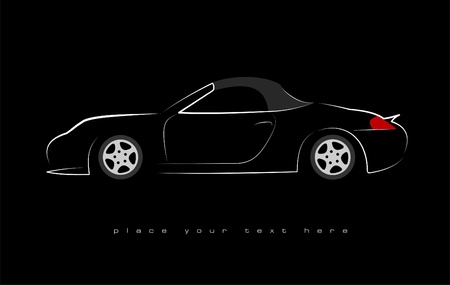 White silhouette of car sedan on black background. Vector illustrationのイラスト素材