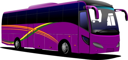 Purple bus. Tourist coach. Vector illustration for designersのイラスト素材