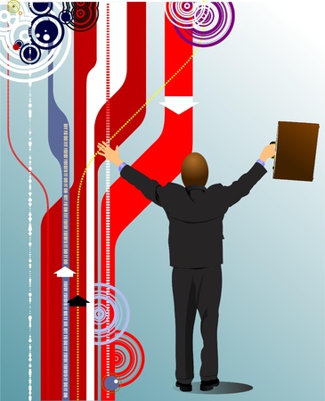 Cover for brochure or template office folder with cute business man.のイラスト素材